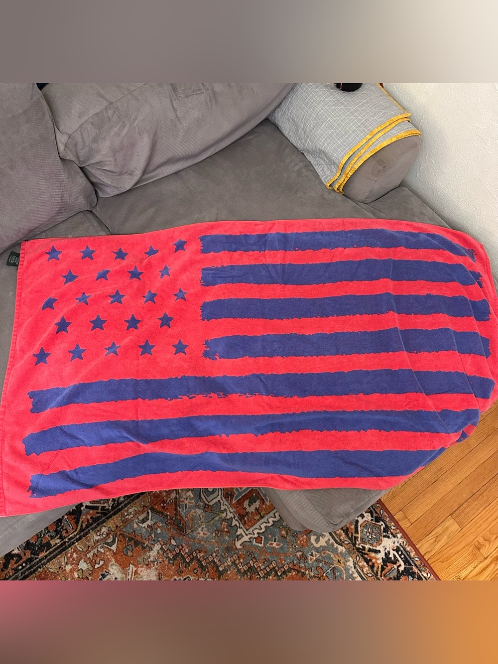 Lauren Ralph Lauren Red & Blue USA American Flag Beach Bath Towel